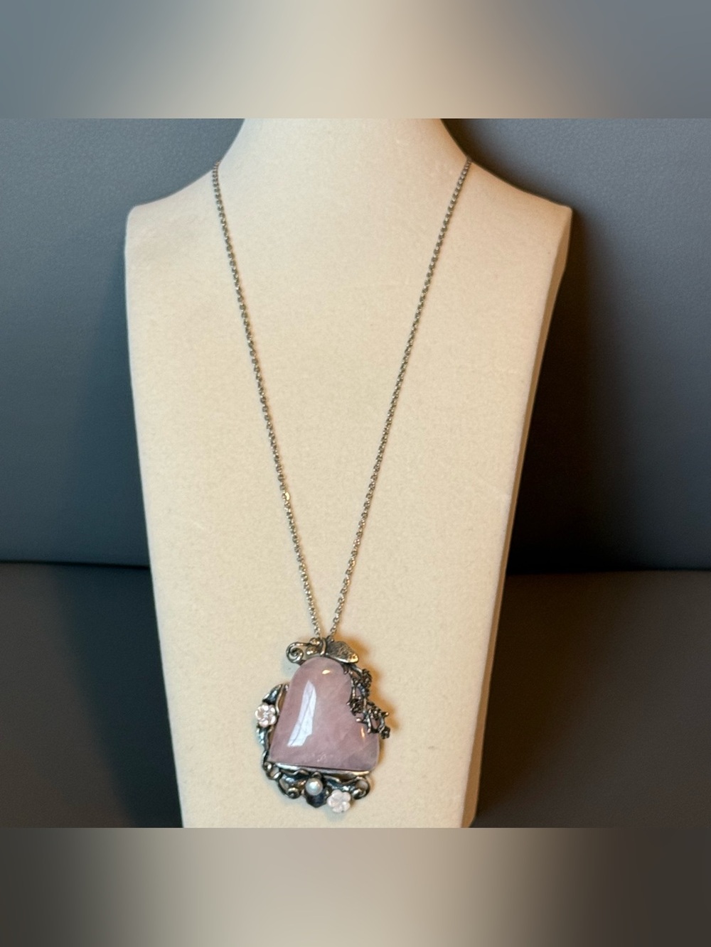 Rose Quartz Heart Pendant Necklace